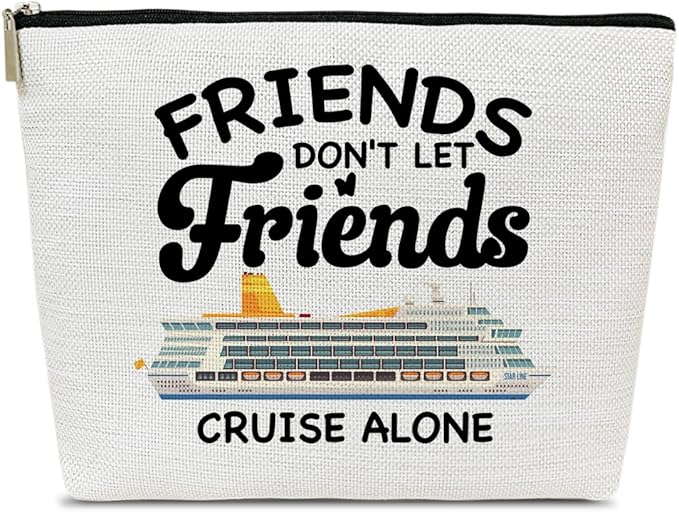 Cruise Lovers Makeup Bag Summer Vacation Gift, Cruise Travel Cosmetic Bag Travel Organizer Zipper Pouch For Family Friend, Beach Lover Gift and Beach Theme Decor