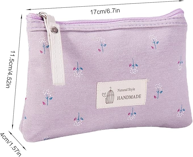 Qikuver Canvas Cosmetic Bags, 2 Pieces Cosmetic Bags for Women, Makeup bag Cute Cosmetic Bag Organizer Small Mini Makeup Pouch for Purse Toiletry Bag