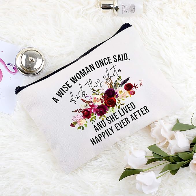 Funny Canvas Cosmetic Bag Makeup Bags Cute Travel Bag Birthday Gifts Friend Gifts for Women (Style-C)