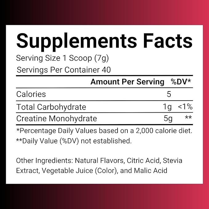 Creatine Monohydrate – 5g Creatine Monohydrate Powder – Advanced Creatine for Women and Men – Bulk Supplements Creatine with Organic Ingredients – Delicious Fruit Punch Flavor – 9.8oz