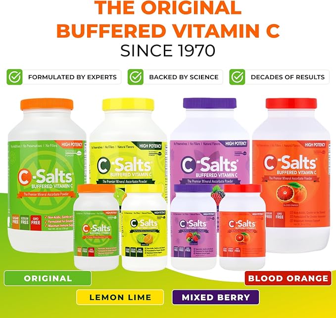 4000mg Vitamin C Powder Supplement - 100% Pure Buffered Powdered Drink with Ascorbate C - Potent Immune Support, Stomach-Friendly Absorption, Organic, Vegan, Sodium & Sugar-Free, Original 8oz