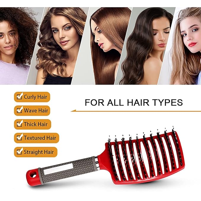 Hair Brush, Magical Detangling Brush, Vented Hair Brush for Wet or Dry Detangling, Fast Drying Styling Massage Hairbrush, Gold, Unisex Adults, Teens, Kids, Seniors