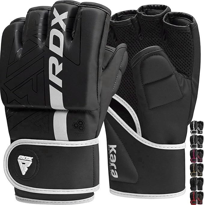 RDX MMA Gloves Grappling Sparring, Pre-Curved Mixed Martial Arts Mitts Men Women Boxing Gloves, Maya Hide Leather Kara Cage Fighting Workout, Combat Sports Training, Muay Thai, Punching Bag Kickboxing
