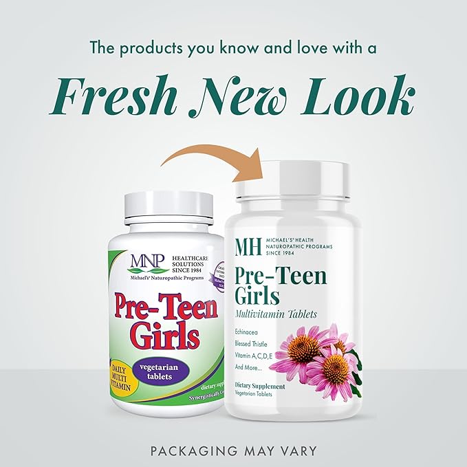 MICHAEL'S Health Naturopathic Programs Pre-Teen Girls - 60 Vegetarian Tablets - Daily Multivitamin for Healthy Growth & Development - Kosher - 30 Servings