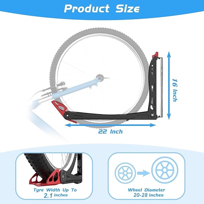 BIKEPAL No Lifting Wall Mount Swivel Bike Rack, Wall Bike Hangers for Garage Space Saving Vertical Bike Storage(4 Pack)