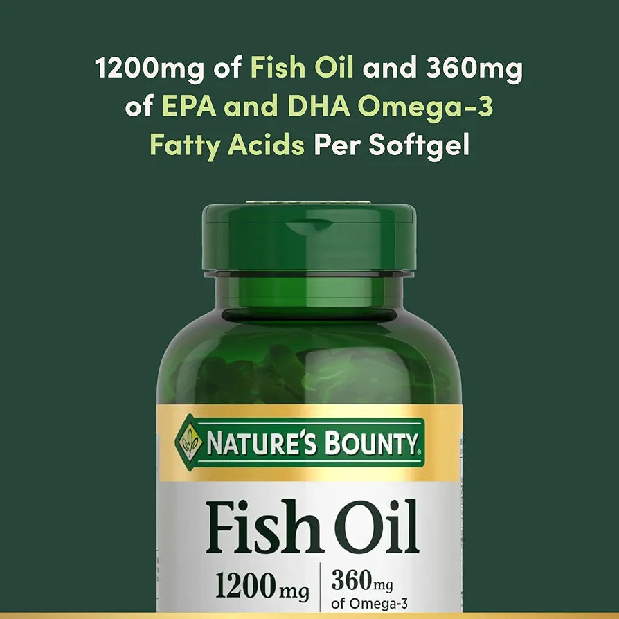 Nature's Bounty Fish Oil Omega 3 Supplements - Supports Heart Health, 1200 Mg Fish Oil, Omega-3, 200 Softgels