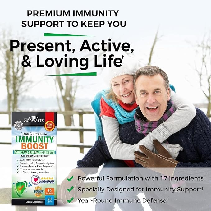 BioSchwartz Immune Support Supplement with Vitamin C 1000mg Zinc Elderberry Extract Ginger Bee Propolis Beta Carotenes, Immunity Boost for Adults, Immune Defense Antioxidant Vitamins, 90 Capsules