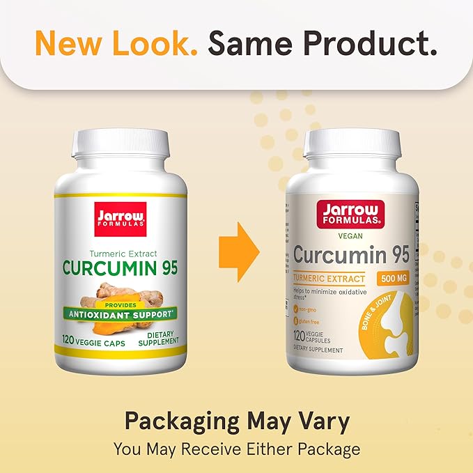 Jarrow Formulas Curcumin 95 500 mg, Turmeric Curcumin Extract for Antioxidant Support, Bone and Joint Support Dietary Supplement, 120 Veggie Capsules, Up to 120 Servings