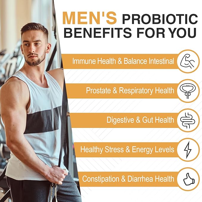 Probiotics for Men, Men Care Supplement, Gut health for men, 500 Billion CFUs & 12 Strains, Mens probiotic with Turmeric, Cranberry, Goji, for Digestive, Immune & Bloating Health, 60-Days Supply