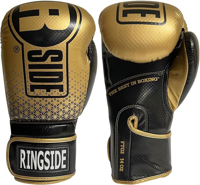 Ringside Apex Flash Sparring Gloves, IMF-Tech Boxing Gloves with Secure Wrist Support, Synthetic Boxing Gloves for Men and Women, Gold and Black, 16 oz