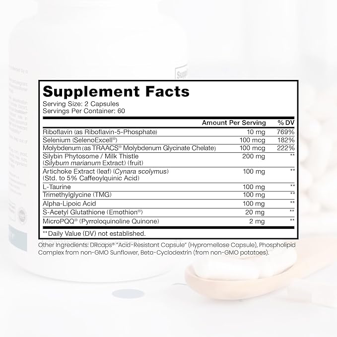 Pure Therapro Rx Liposomal Liver Detox + 120 Acid-Resistant VCaps | Soy-Free Liposomal Format Containing Methylation Nutrient Cofactors | Supports Liver Detox and Cleansing | Vegan