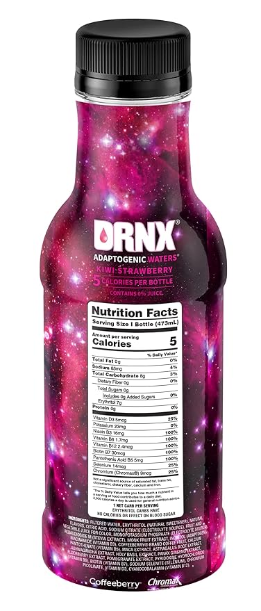 DRNX 12 Pack Adaptogenic Waters Complete Hydration Enhanced Beverage - Zero Sugar - 5 Calories - Super Herbs, B & D Vitamins, Antioxidants, Keto Friendly, All Natural (Kiwi Strawberry)