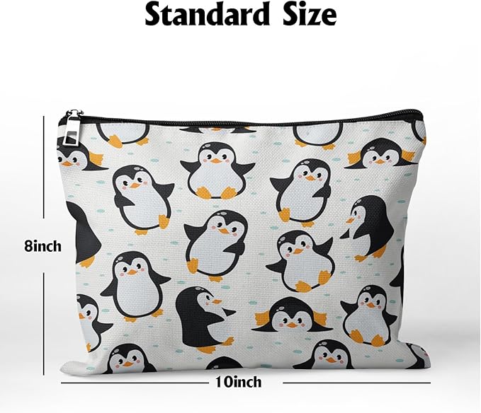 Cafl Cute Penguins Makeup Bag Penguin Cosmetic Bag for Women Large Capacity Make Up Bag Portable Travel Toiletry Pouch Organizer 10 * 8inch