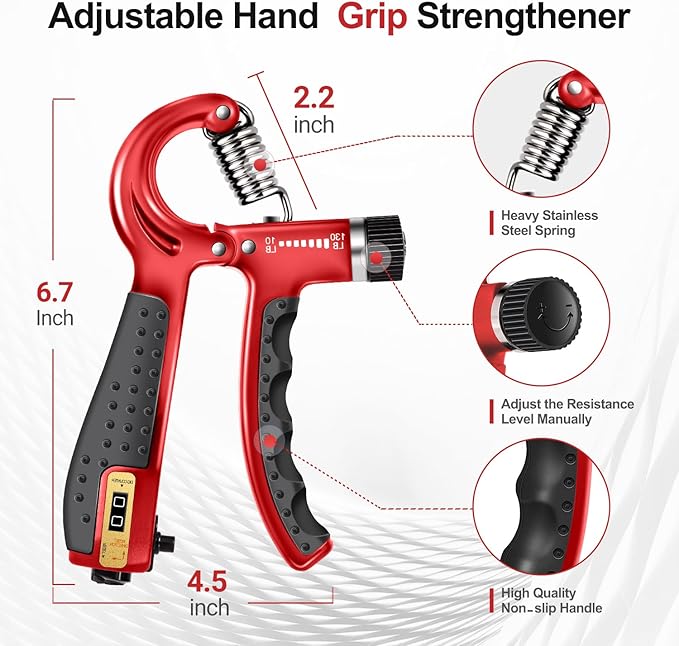 Grip Strength Trainer Kit (5 Pack) Adjustable Resistance