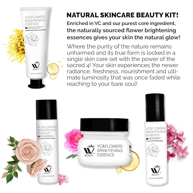 WBM Skincare Beauty Kit -Facial Cleanser & Facial Moisturizer for Sensitive Skin, Witch Hazel Facial Toner with Aloe Vera Formula, Anti-Aging Night Cream for Daily Cleansing & Refreshing Skin