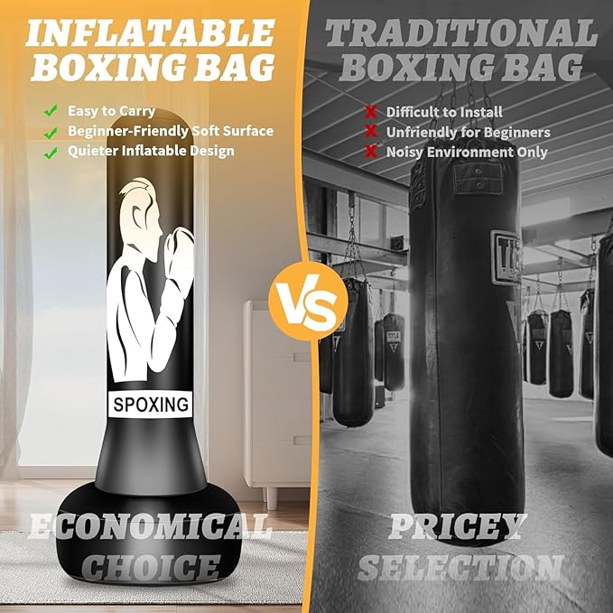 Standing Punching Bag for Adults, 70" Punching Bag Stand, Boxing Heavy Bag with Stand, Freestanding Punching Bag for Adults Men MMA Thai Fitness Karate Muay Beginners