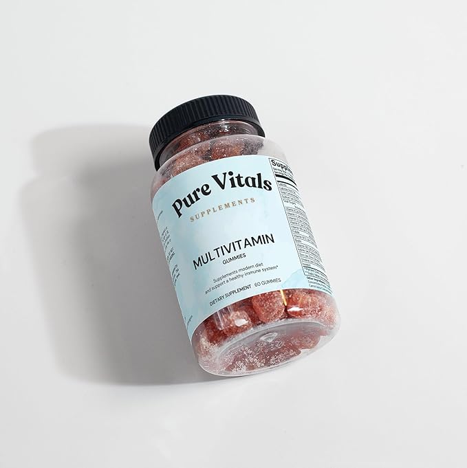 Pure Vitals Multivitamin Gummies - 60 Strawberry Flavored Bears, Convenient Dietary Supplement for Overall Wellness & Immune System