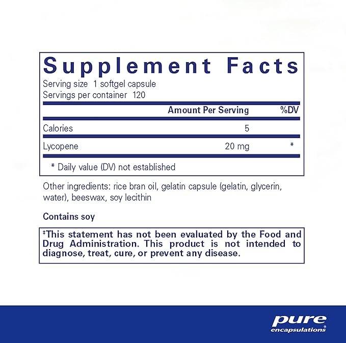 Pure Encapsulations Lycopene 20 mg | Dietary Supplement for Cellular and Macular Support | 120 Softgel Capsules