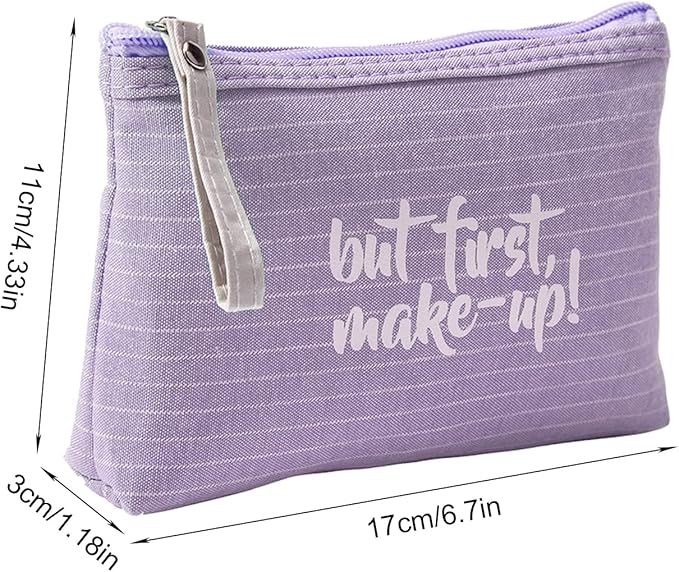 Qikuver Canvas Cosmetic Bags, 2 Pieces Cosmetic Bags for Women, Makeup bag Cute Cosmetic Bag Organizer Small Mini Makeup Pouch for Purse Toiletry Bag
