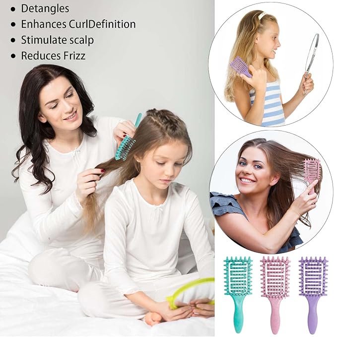 Curl Defining Brush,2024 Curly Hair Brush,Vented Hair Brush for Detangling, Shaping and Defining Curls For Women and Men Less Pulling (2Pcs Green)
