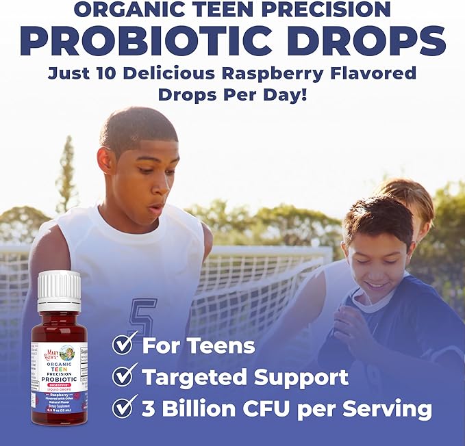 MaryRuth Organics USDA Organic Liquid Probiotic Drops for Teens | Gut Health | Digestive Health | Occasional Digestive Discomfort | Overall Health and Wellness | Non GMO | Vegan | 30 Servings