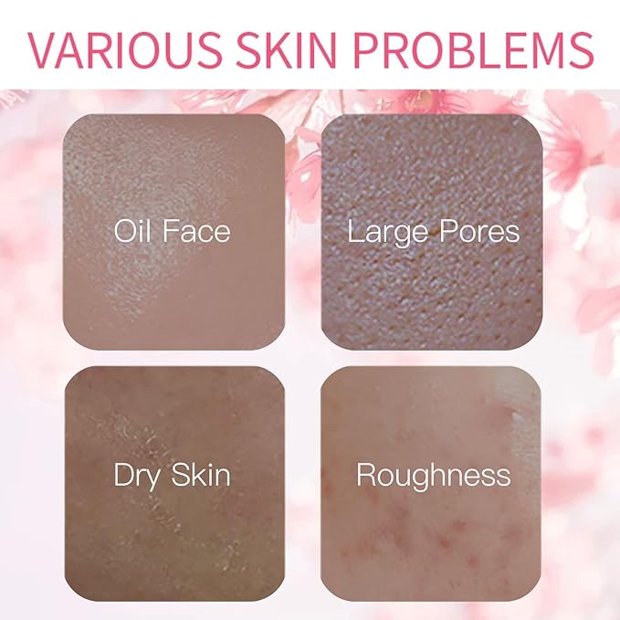 Skincare Set Sakura Teen Girls Gifts - Skin Care Set - 5PCS Skin Care Kit - Skincare for Teens 10-12 - Hydrating Skin Care Sets & Kits - Makeup Remover,Bunny Headband,Cleansing Brush,Cleanser,Cream