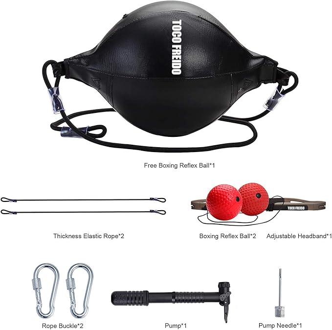 TOCO FREIDO Double End Punching Ball, Speed Bag with Difficulty Levels Boxing Reflex Ball with Headband, Perfect for Reaction, Agility, and Hand Eye Coordination Training
