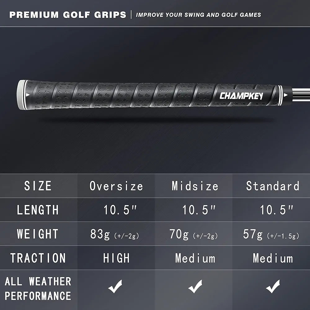 CHAMPKEY WRAP-Y Rubber Golf Grips 13 Pack Come with All Repair Kits - High Feedback and Traction Golf Club Grips