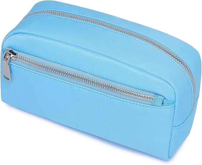 Nylon Female cosmetic bags Canvas toiletry bags Wash bags with large capacity Simple design (Nylon/Sky Blue)
