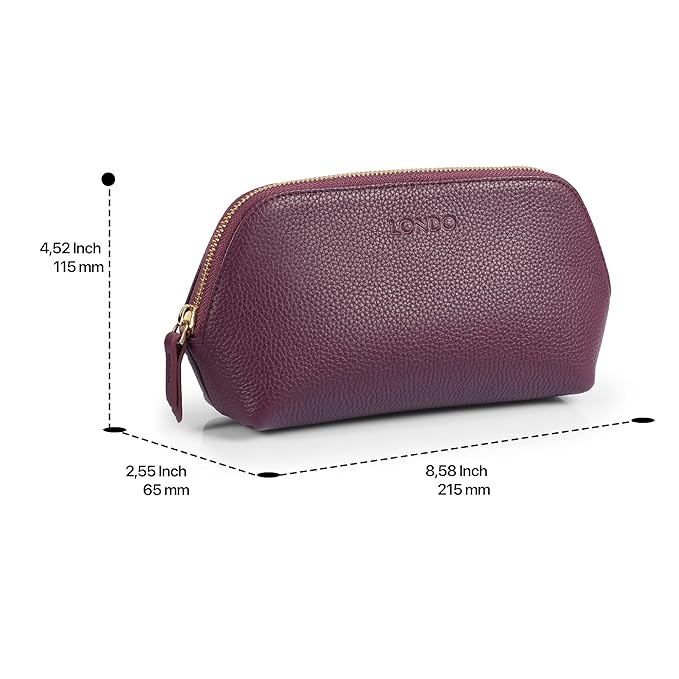 Genuine Leather Makeup Bag Cosmetic Pouch Travel Organizer Toiletry Clutch