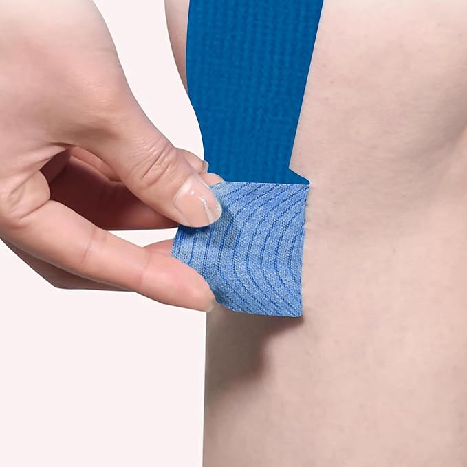 Precut Kinesiology Tape for Knees,12 Pcs – Elastic Knee Support & Stability, Pain Relief – Waterproof, Breathable, Hypoallergenic Athletic Tape (Blue)