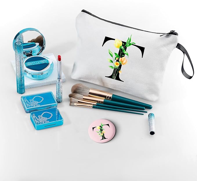 SEAMOON Birthday Maid of Honor Gifts for Women Her Mom Team Teacher Friend Bridesmaid Bride Personalized Makeup Cosmetic Bag with Mirror Valentines Mothers Day Christmas Graduation T