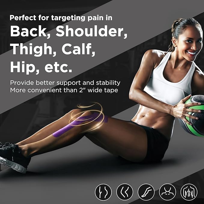 OK TAPE Extra Wide Kinesiology Tape, Precut K Tape Strips, Elastic Physical Therapy Athletic Tape for Pain Relief & Joint Support | Back, Shoulder, Knee (4" x 10" - 20Pcs) Beige, 4in x 8.2ft / Roll