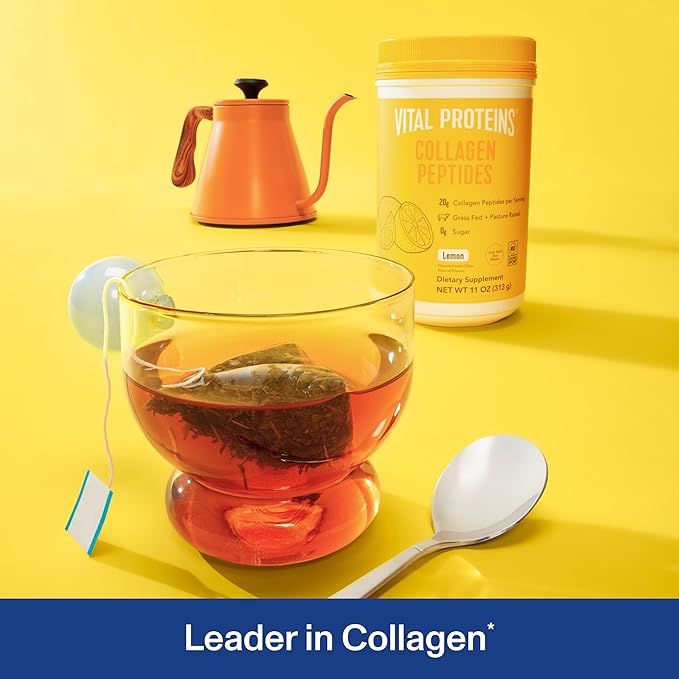 Vital Proteins Grass Fed Collagen Peptides Powder, Helps Support Healthy Hair, Skin, Nails, Bones and Joints - Hydrolyzed Collagen - Lemon 11oz