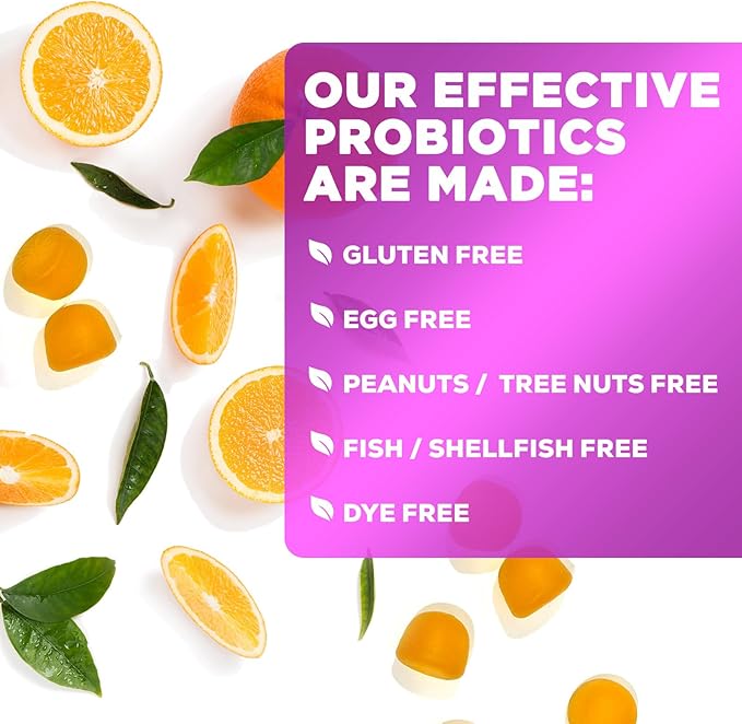 Probiotic Gummies for Women, Men & Teens - 5 Billion CFUs, 6 Probiotic Strains, Orange Flavor - Daily Probiotic Gummy Supplements for Natural Digestive Health, “Good” Gut & Immune Support - 120 Count