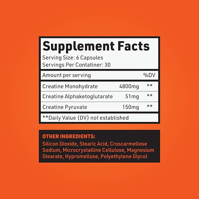 Creatine Capsules - 5g Premium 3X ThreeAtine Pre Workout Bulk Muscle Mass Gainer - High Absorption Easy-to-Take Creatine Monohydrate Pills Alternative Optimum Performance for Men Women - 180 Capsules