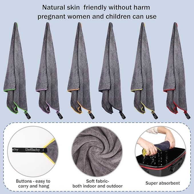 Dofilachy 6 Pack Camping Towel - Camping Towels 24” x 48”