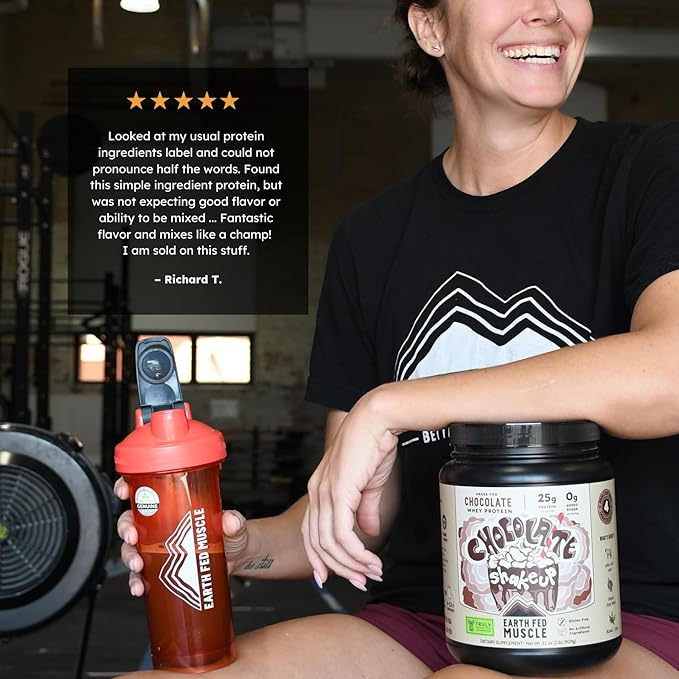 Earth Fed Muscle Ca-Cow! Chocolate Truly Grass Fed Whey 2lb - No Fillers, Flow Agents, or Synthetic Blends, Soy Free, Non GMO and Hormone Free (Chocolate)