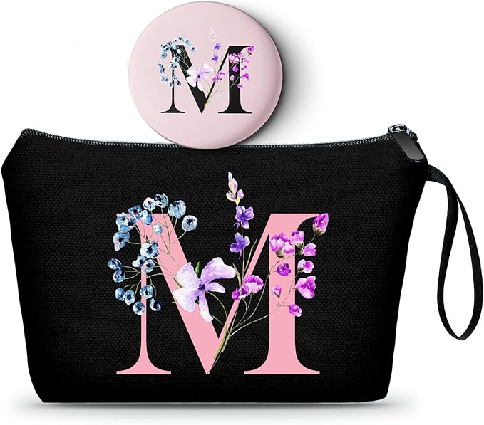 SEAMOON Birthday Maid of Honor Gifts for Women Her Mom Team Teacher Friend Bridesmaid Bride Personalized Makeup Cosmetic Bag with Mirror Valentines Mothers Day Christmas Graduation M