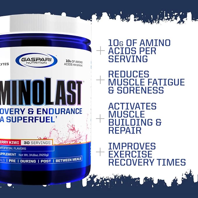 Gaspari Nutrition Aminolast, Recovery and Endurance BCAA Superfuel, 2:1:1 Amino Acid Ratio, Fueled with Electrolytes (30 Servings, Fruit Punch)