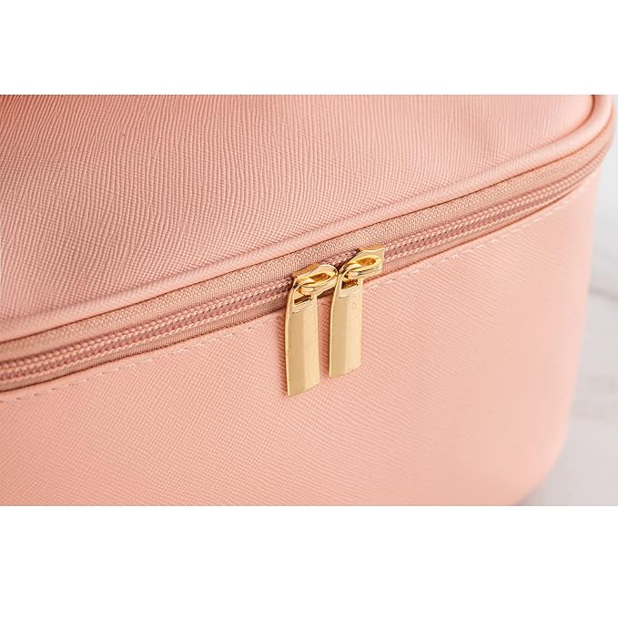 KITENROM Preppy Makeup Bag Small Cosmetic Bags for Women Little Pouch Toiletry Organizer Case(Root Pink)