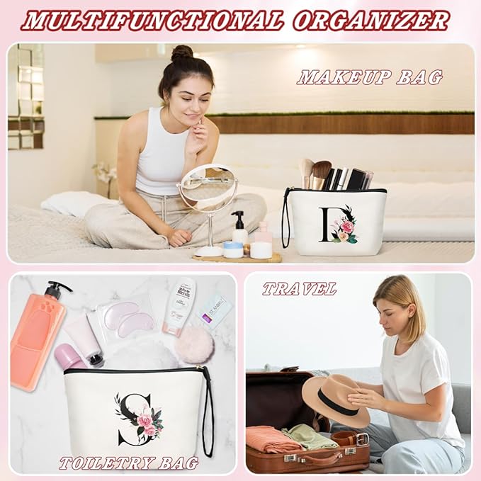 TOPEAST Cosmetic Bag for Women - Personalized Makeup Bag, Valentine's Day Gift Large Capacity Travel Makeup Bag Pouch Cute Quilted Makeup Bag Birthday Gifts for Women, Friend, Wife (Letter H)