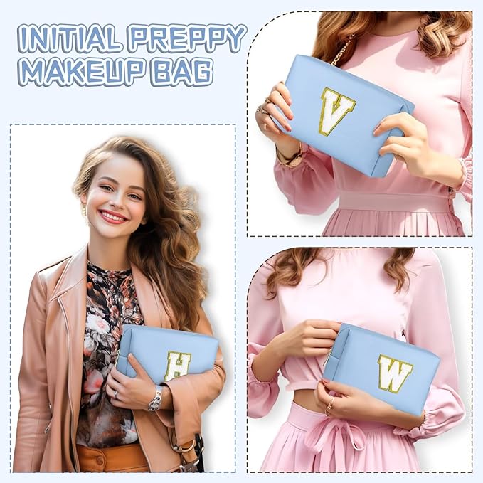 TOPEAST Teen Girl Gifts Trendy Stuff, Blue Small Makeup Bag Preppy Stuff for Girls Personalized Birthday Gifts for Girls Daughter (Sky Blue K)