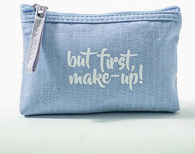 Qikuver Canvas Cosmetic Bags, 2 Pieces Cosmetic Bags for Women, Makeup bag Cute Cosmetic Bag Organizer Small Mini Makeup Pouch for Purse Toiletry Bag