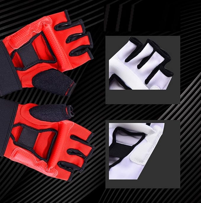 Taekwondo Kickboxing Punch Bag Gloves, Half Mitts WTF UFC MMA Training Boxing Sparring Grappling Martial Arts Muay Thai Wrist Wraps Support Gloves for Men Women Kids (Medium, Golden)