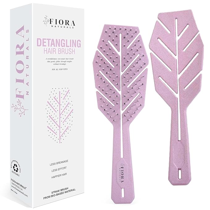Fiora Naturals Hair Detangling Brush -100% Bio-Friendly Detangler hair brush w/Ultra-soft Bristles- Glide Through Tangles with Ease - For Curly, Fine, Women, Men, Kids, Toddlers, Wet and Dry Hair