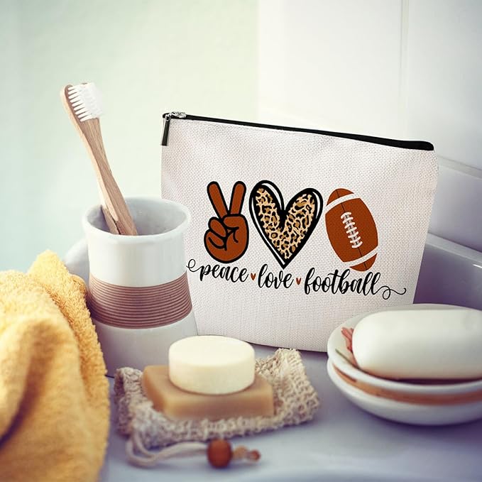 Football Gifts Makeup Bag - Inspirational Gift for Football Lovers , Ideal for Mom, Grandma, Sister, Coworker, Friend, BFF | Birthday or Any Occasion , Women's Gift