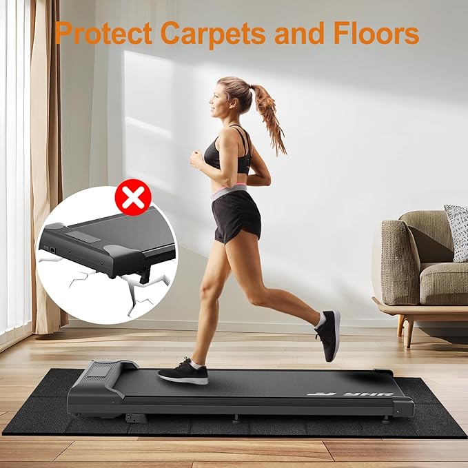 HOVSCO Foldable Treadmill Mat Non-Slip Exercise Bike Mat 1/4" Thick, 30"x63" Waterproof