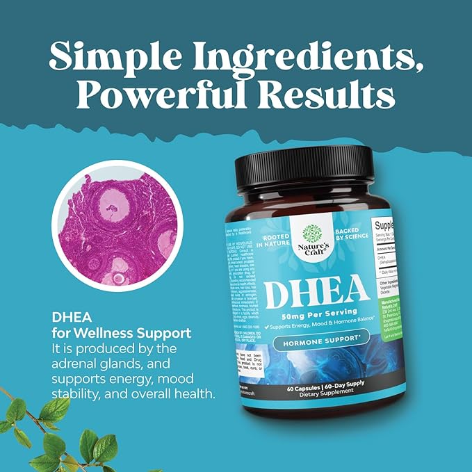 DHEA 50mg for Men and Women - High Strength DHEA Supplement for Women & Men for Enhanced Energy and Hormone Balance for Women & Men - Men and Women's Hormone Balance Supplement (2 Month Supply)