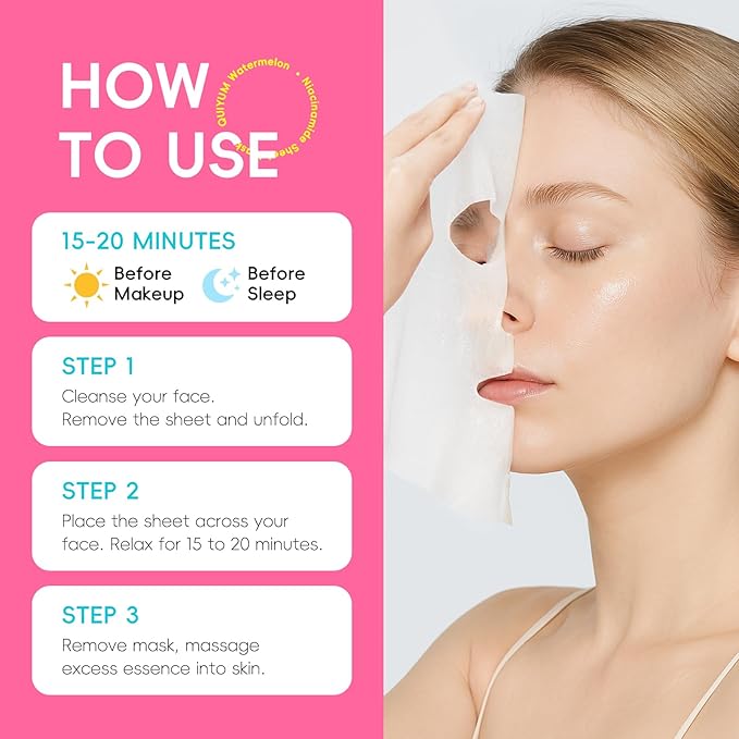 Fruit Face Masks Skincare, Facial Masks for Women, Skin Care for Teens 10-12, Sheet Masks Beauty with Natural Ingredients, Moisturize & Soothe for All Skin Type, Birthday Party Spa Gift 25 Pack